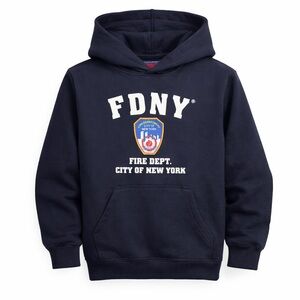FDNY Fire Dept Hoodie Youth Large 14/16 City New York Navy Blue Pullover Sweater